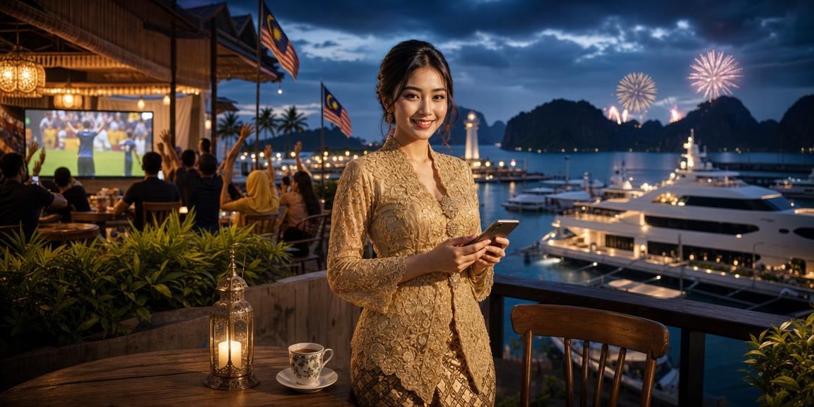 Wanita berbaju kebaya menikmati kasino mudah alih di Langkawi